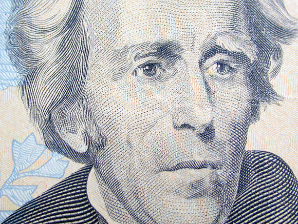us $20 andrew jackson close-up - twenty dollar bill - fotografias e filmes do acervo