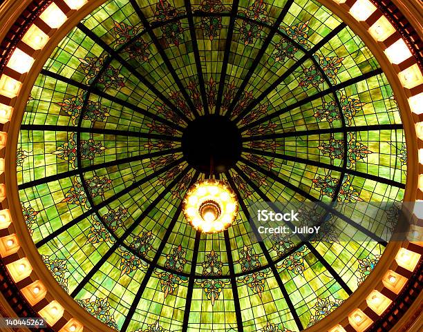 Courthouse Domed Green Stained Glass Ceiling Stock Photo - Download Image Now - Architecture, Built Structure, Ceiling