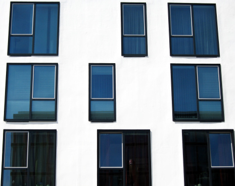 facade of modern cubic white residential houses in berlin