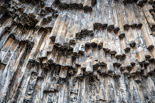 Symphony of the Stones or Basalt Organ, Massive Basalt Column Formations at Garni Gorge, Armenia. Texture