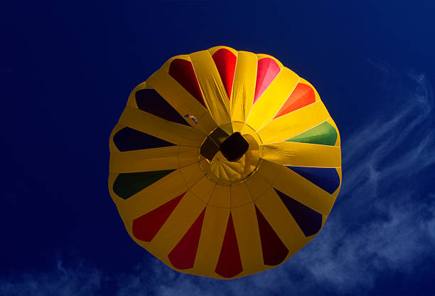 Hot air balloon in blue sky stock photo