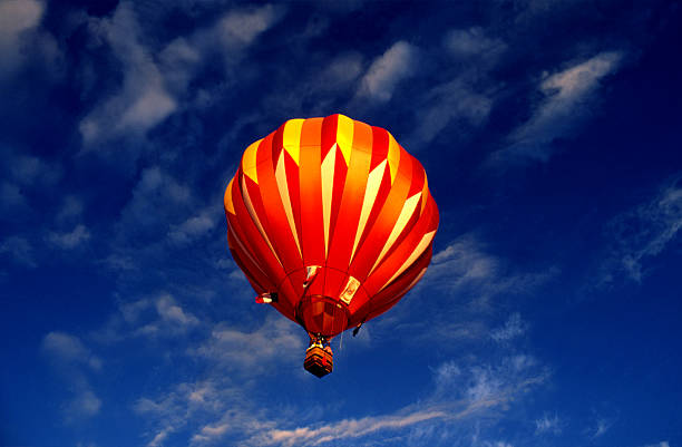 Hot air ballon in blue sky stock photo
