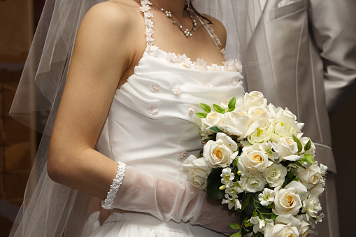 Bride and groom. Western style ceremony in Japan.