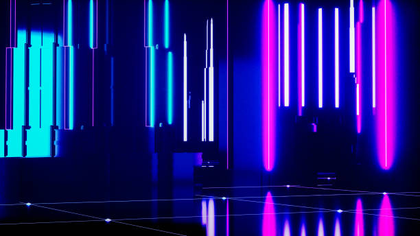 istock a futuristic background with neon glowing cubes (3d rendering) 1404459627