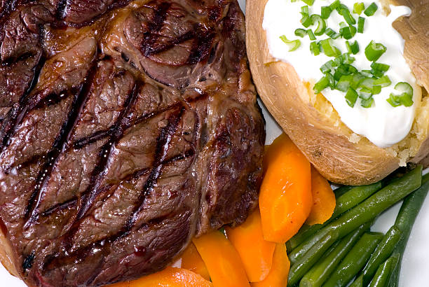 ribeye 스테이크 - sirloin steak baked potato beef gourmet 뉴스 사진 이미지