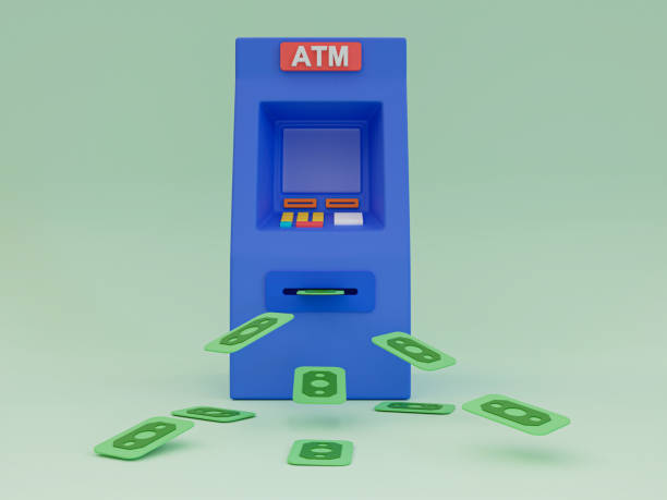 istock 3d cartoon Automated teller machine or ATM. 1404462886