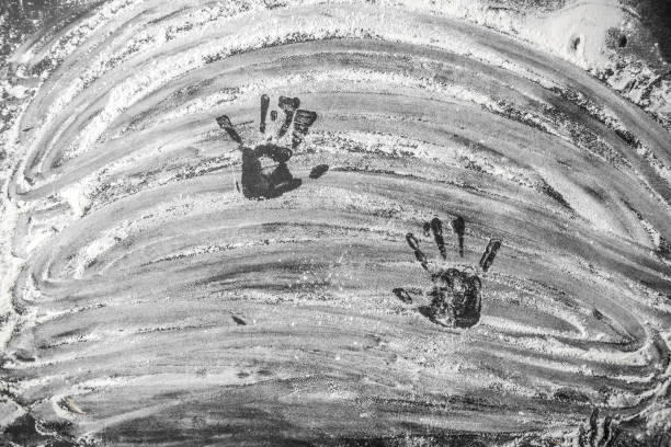 istock Traces of child's hands on the baking flour 1404470439