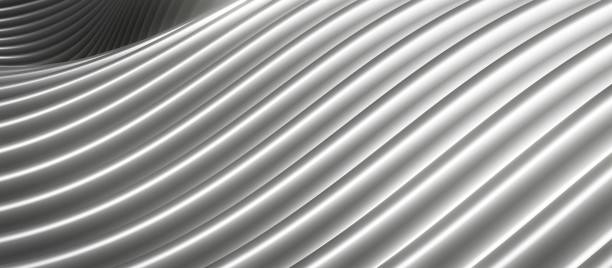 istock white plastic wave parallel lines background Wave of a bent curve 3d illustration 1404472357