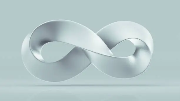 White Infinity symbol. 3D rendering illustration