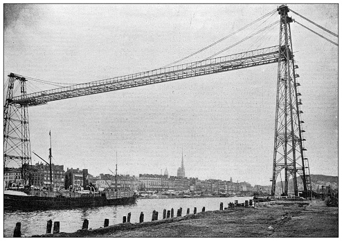 Antique photo: Transporter bridge, Ferry bridge of Rouen