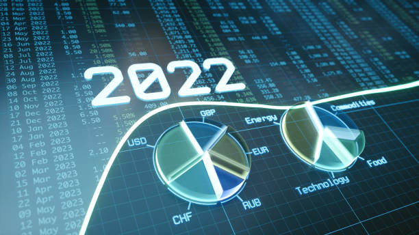 istock Abstract financial figures spreadsheet for the year 2022, with 3D pie charts. Close-up composition. 1404480568
