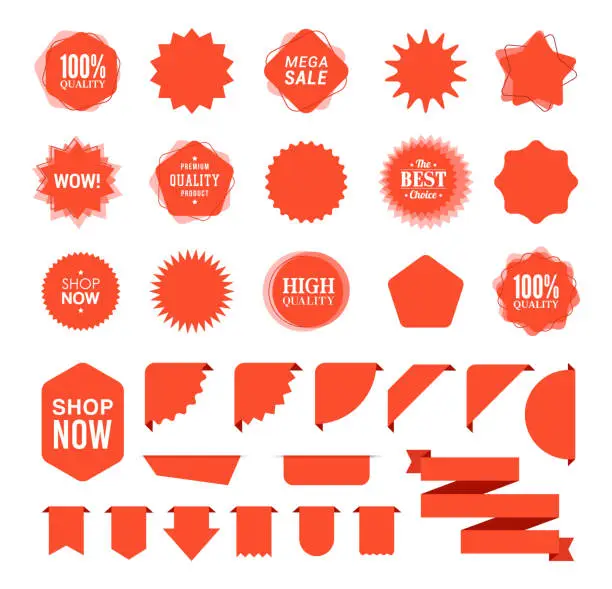 Vector illustration of Starburst Sale Stickers and Ribbons