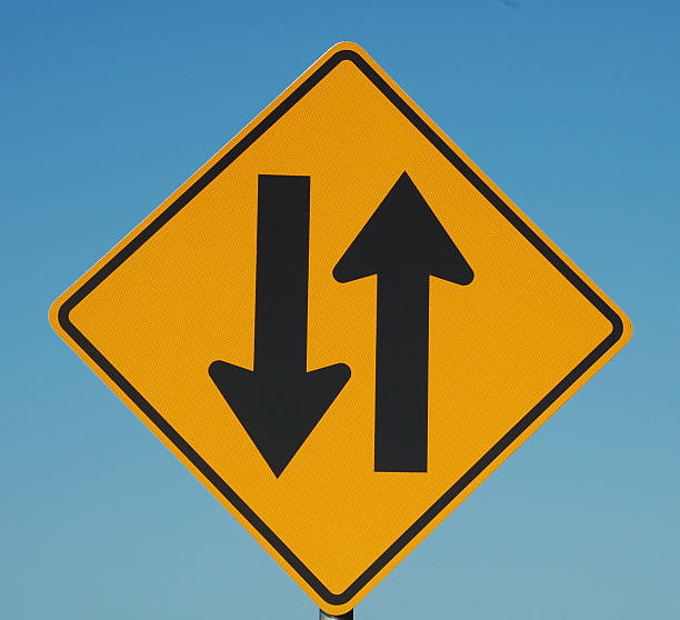 istock Road Sign  - Two Way Traffic Ahead 140448353