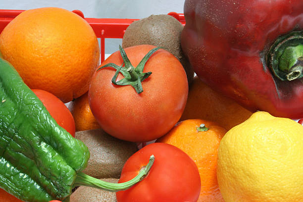 Assortment of vegetables and fruits stock photo