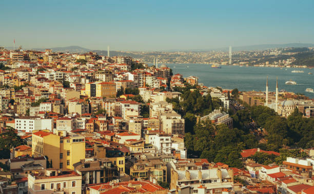 aerial view from galata tower, istanbul, türkiye - new seven wonders of the world imagens e fotografias de stock