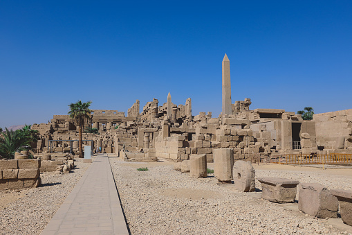 Limestone Ruins of an Ancient Egyptian Karnak Temple Complex near Luxor, Egypt