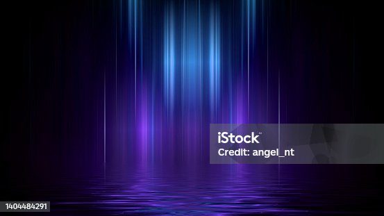 istock Digital Futuristic showcase concept empty show scene. Abstract geometric fantasy glow neon line background, technology banner. Product display Scene. 3D Render 1404484291