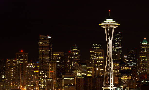 Seattle por la noche - foto de stock