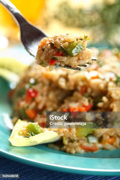 Photo libre de droit de Risotto banque d'images et plus d'images libres de droit de Assiette - Assiette, Blanc, Bleu