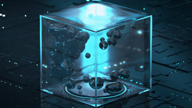 反重力場3dレンダリングイラストによる未来的な実験 - ferrofluid ストックフォトと画像