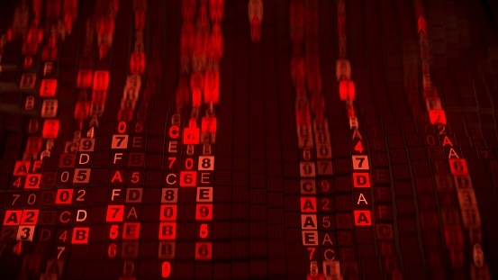 Red Computer Hexadecimal Number System 3d Rendering Illustration Stock ...