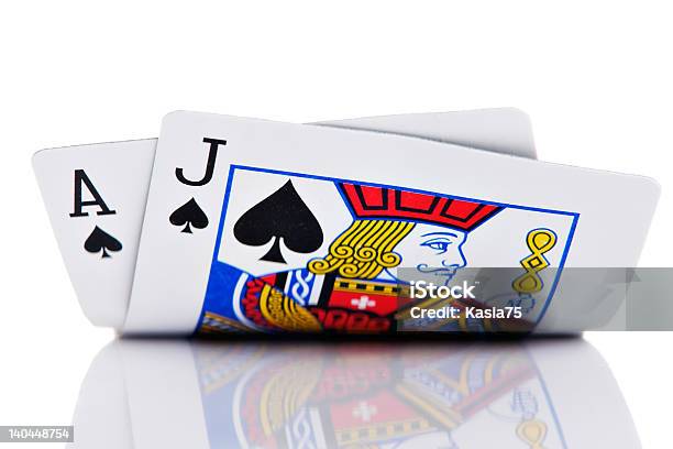 Ace And Jack Of Spades On White Background Stock Photo - Download Image Now - Playing Card, Blackjack, Ace