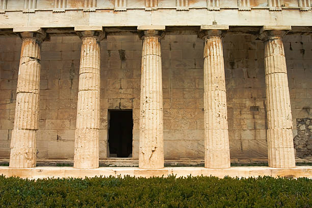 Greek Columns Columns at a temple in the Agora.  Athens, Greece. five columns stock pictures, royalty-free photos & images