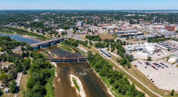 istock Aerial Lorne Bridge and Rail Bridge at Grand River, Brantford, Canada 1404492049