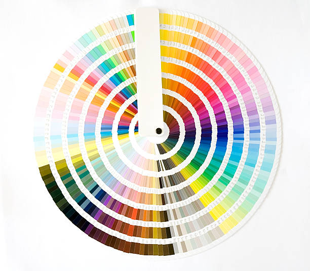 A color wheel with a rainbow of colors in every shade stock photo