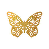 istock Gold Glitter Butterfly Ornament. Design Element for Greeting Cards and Business Card Designs. Sparkling Butterfly with Gold Texture. Spring Holidays Decoration Design Element. 1404493977