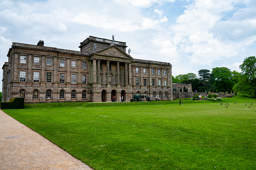 Disley, England- May 15, 2022: National Trust Lyme Park House near Manchester.