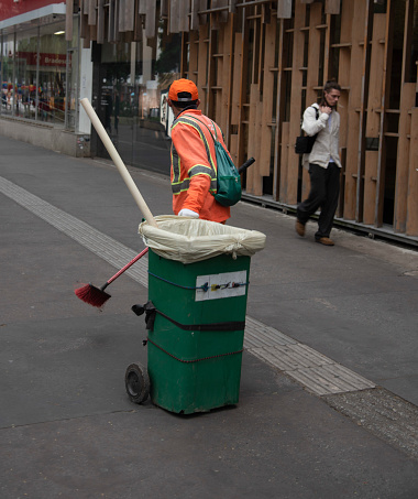 Sao Paulo, brazil, june 19,2022 workers of the Urban Cleaning System, the garis, is not different, given the environment, the instruments of work and safety that they use, or the type of work activity