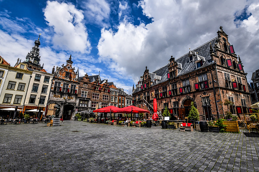 Breda, The Netherlands, September 7, 2021; Grote Markt in Breda with a view of Our Lady Church.