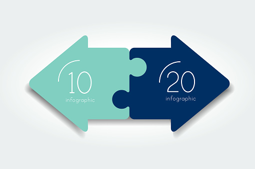 Two Step Chart 2 Steps Arrow Infographic Puzzle Chart Scheme Diagram Stock ...