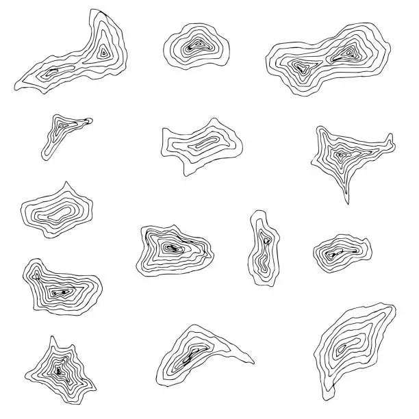 Vector illustration of set of drawings with lines sketch abstract shapes vector