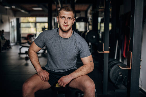 istock Man sitting in gym 1404510141