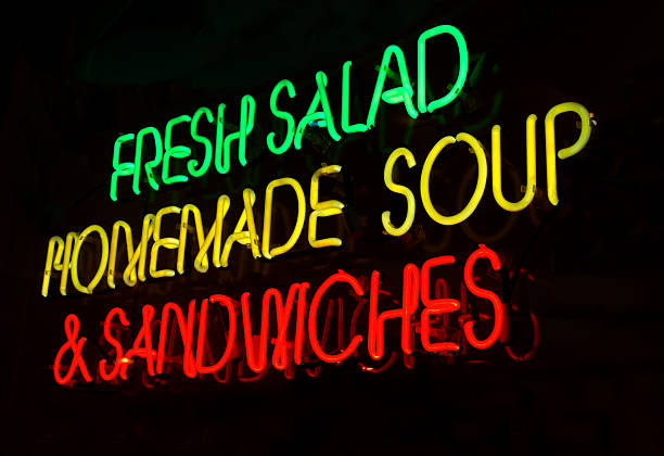 istock Salad Soup Sandwich Neon Sign 140451085