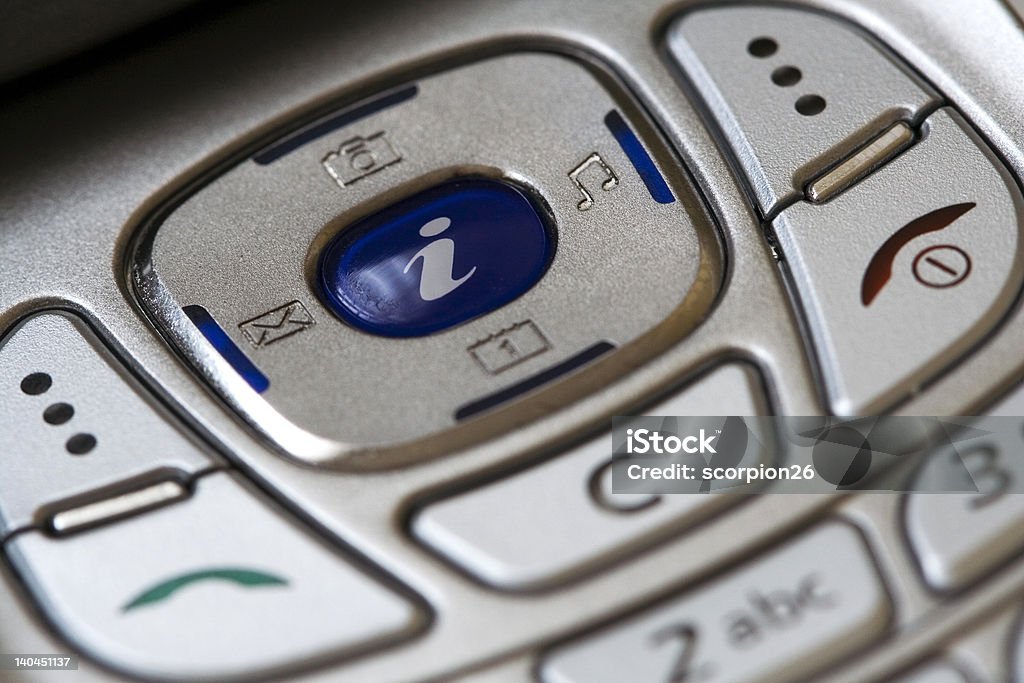 Info key close up Mobile phone info key close up. Business Stock Photo