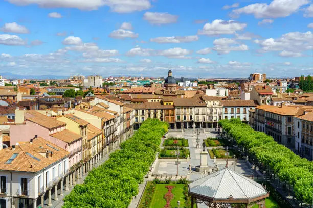 Famous central square of the monumental city of Alcala de Henares, cradle of Cervantes