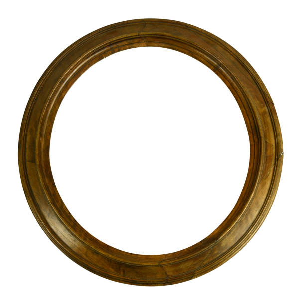 istock Wooden brown frame for photo or mirror. Isolated on white 1404514669