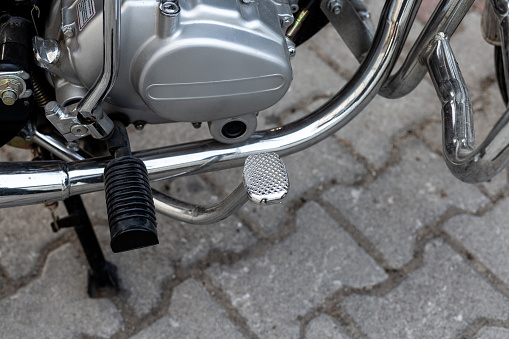 Harley-Davidson Road Glide Limited Motorcycle on asphalt parking at spring day - close view and focus on horn coverl in Tula, Russia - June 5, 2022