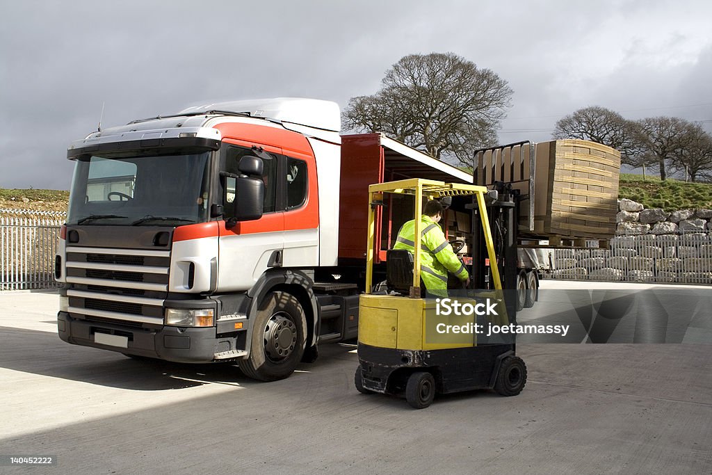 Caminhão de forklift - Foto de stock de Armazém royalty-free