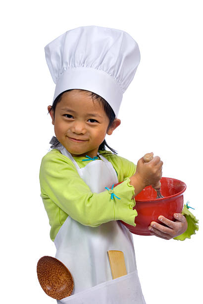 pequenos chefs 004 - fun simplicity children only color image - fotografias e filmes do acervo