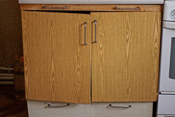 istock one old nightstand with brown plywood doors in the kitchen 1404522914