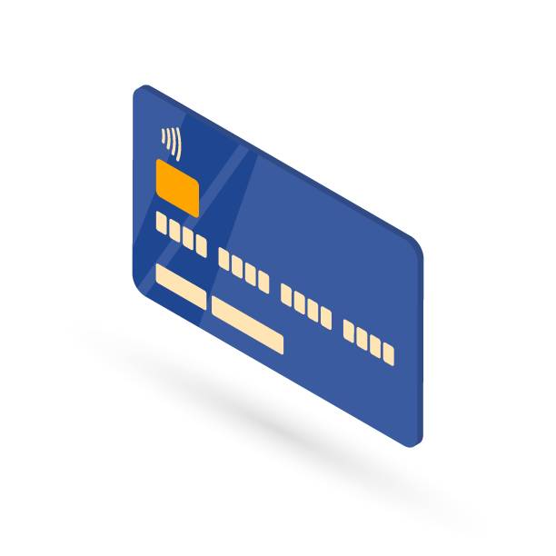 istock Credit or debit card. Isometric left side view of credit card isolated on white background 1404524618