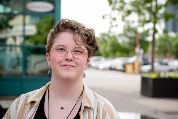 An lgbt teen at a popular storefront