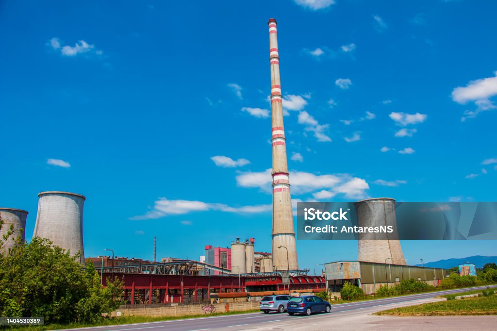 Coal-fired power plant in Bojnice, Slovakia. Produces 1.2 TWh of electricity. Works on brown coal. Energy crisis. Agriculture Stock Photo