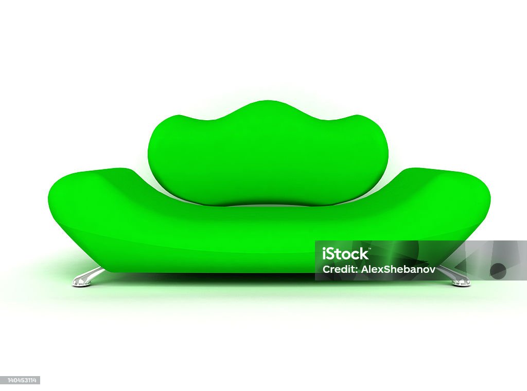 Verde sofá isolado em fundo branco - Royalty-free Aconchegante Foto de stock