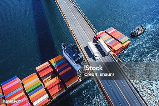 istock Aerial View of Container Ship 1404531427