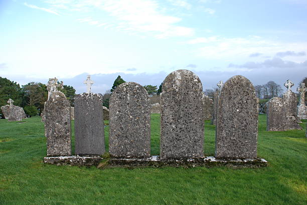 Headstones in a row stock photo